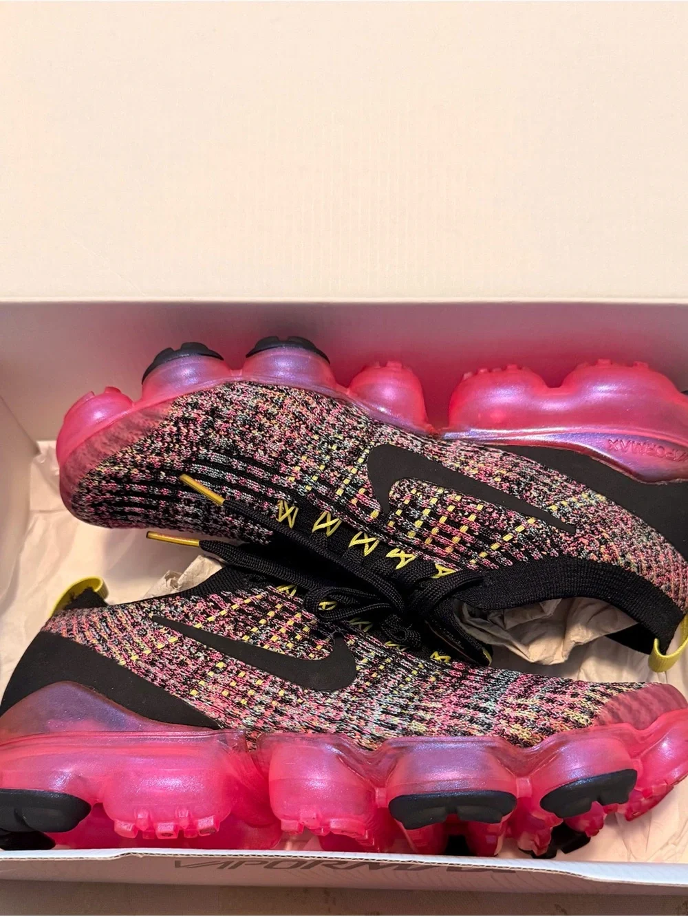 Nike Women Multicolor Flyknit Sneakers with Pink Translucent Sole - Picture 1 of 4